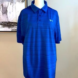 Large Blue Striped Under Armour Performance Polo